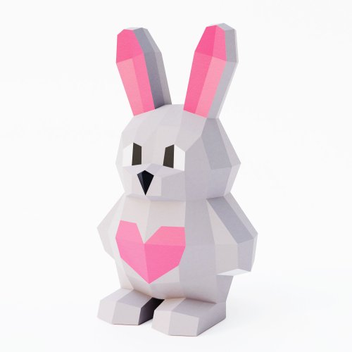 HOBBYMO DIY Paper Rabbit with Heart 3D Papercraft Printable PDF