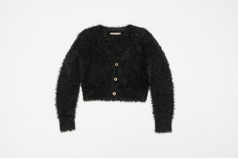 Glitter Knit Cardigan - Women's Tops - Other Materials Black