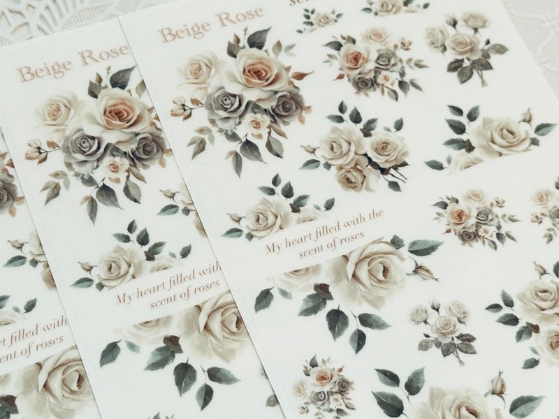 sensiary beige Rose Sticker - 卡片/明信片 - 紙 