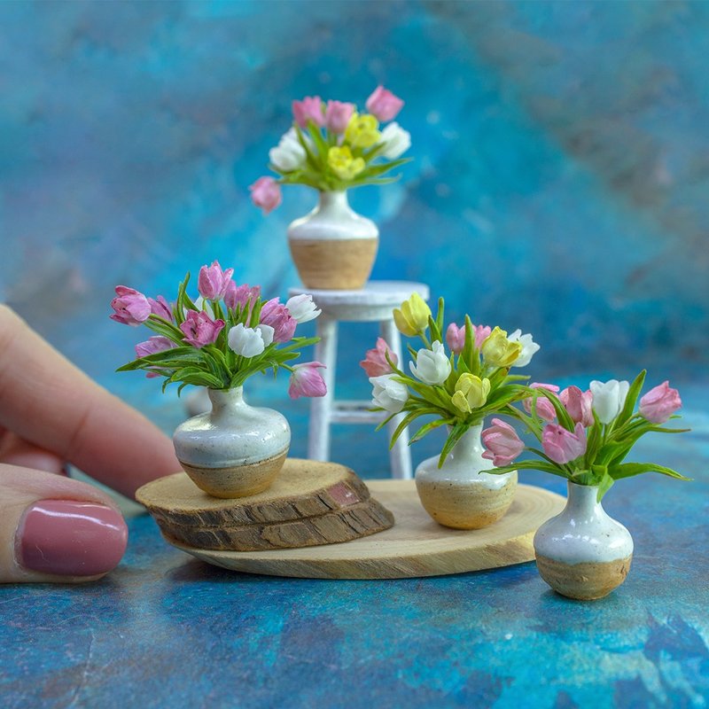 TUTORIAL Miniature tulips with air dry clay | PDF + video - 手工藝教學/工具書 - 其他材質 