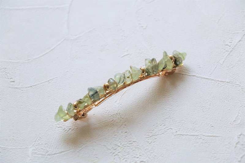 Prehnite crystal hair clip - Hair Accessories - Gemstone Green
