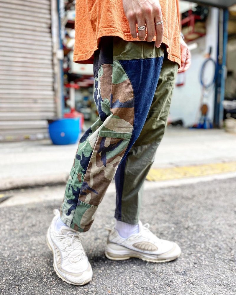 Army patchwork Easy Pants - Men's Pants - Cotton & Hemp Green