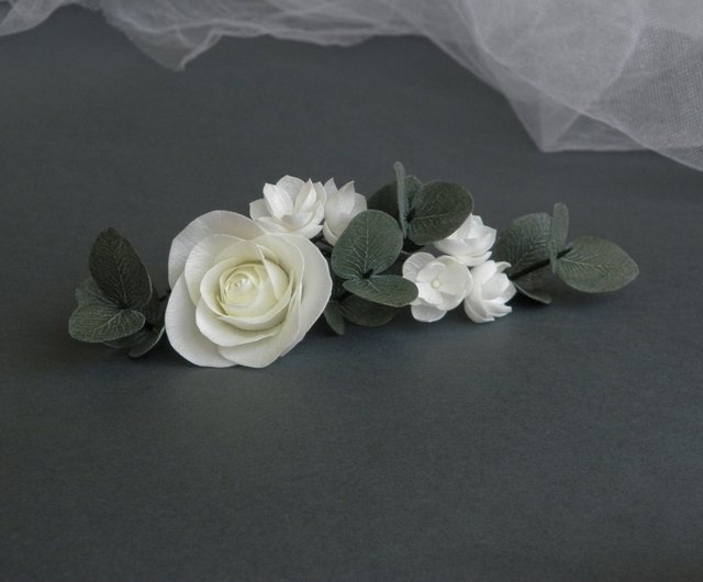 Floral bridal hair pins ivory Eucalyptus wedding hair piece Flowers hair  pins fo - Shop FloralAccessoriesUA Hair Accessories - Pinkoi