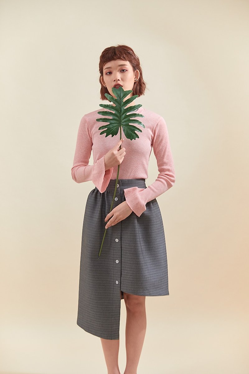 Unbalanced skirt - 裙子/長裙 - 棉．麻 灰色