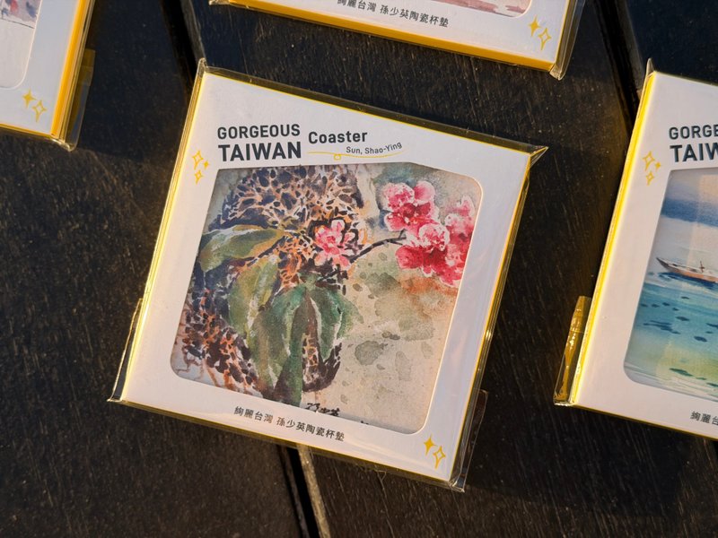 絢麗台灣藝術家款陶瓷杯墊-蘭花小品 - 杯墊 - 陶 多色