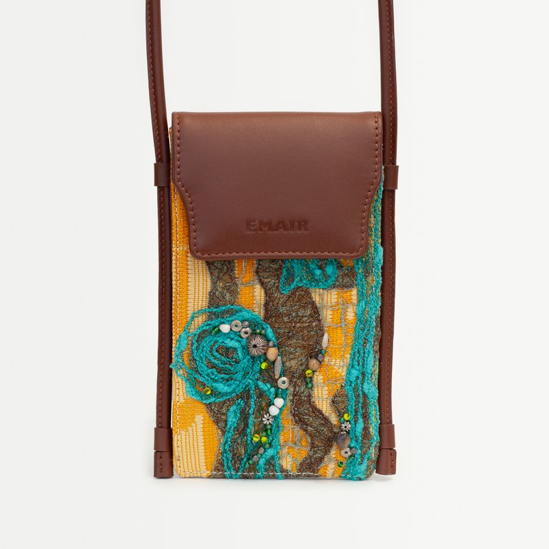 One-of-a-Kind Embroidery Phone Bag - Rainforest No. 4 - Other - Genuine Leather Brown