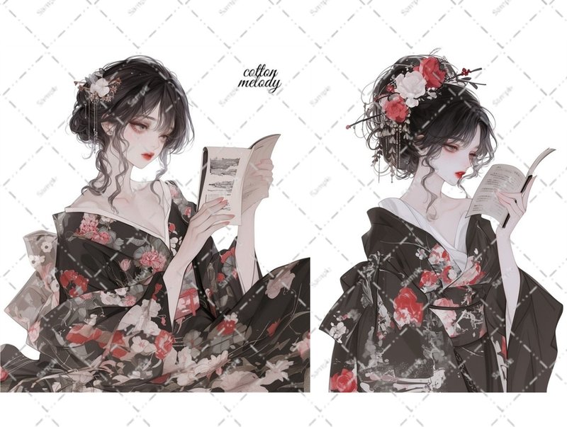 original sticker no.6317 人物ステッカー オリジナルステッカー 人物ステッカー 女の子ステッカー オリジナル人物ステッカー - 貼紙 - 紙 