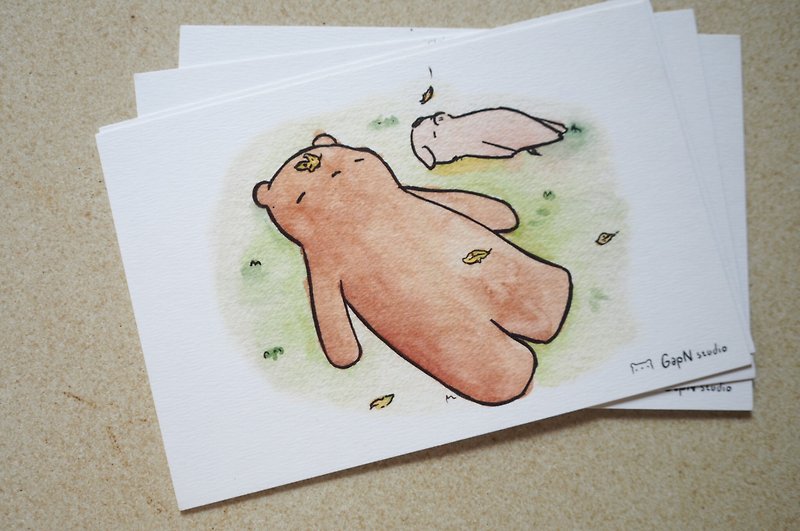 Bears Pig year 2019 postcard Day Nap - Cards & Postcards - Paper Green