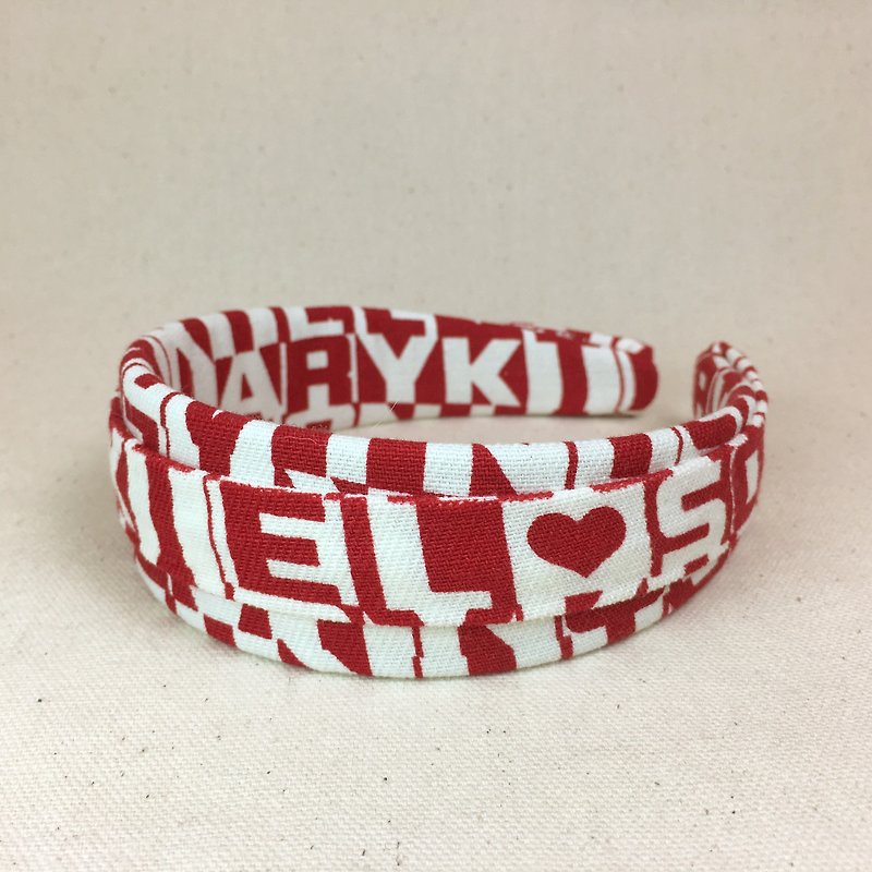 Mr.Tie hand-stitched headbands Handmade Headbands No. 002 - เครื่องประดับผม - ผ้าฝ้าย/ผ้าลินิน สีแดง
