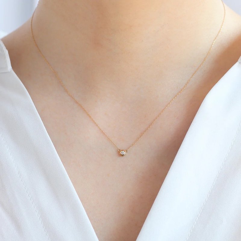 Japanese MONATELIER | K10 (gold) natural diamond necklace [Andre] - สร้อยคอ - เครื่องประดับ สีทอง