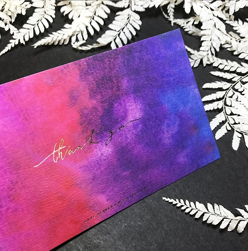 Purple rendering gradient handwritten card-Thank you - การ์ด/โปสการ์ด - กระดาษ สีม่วง