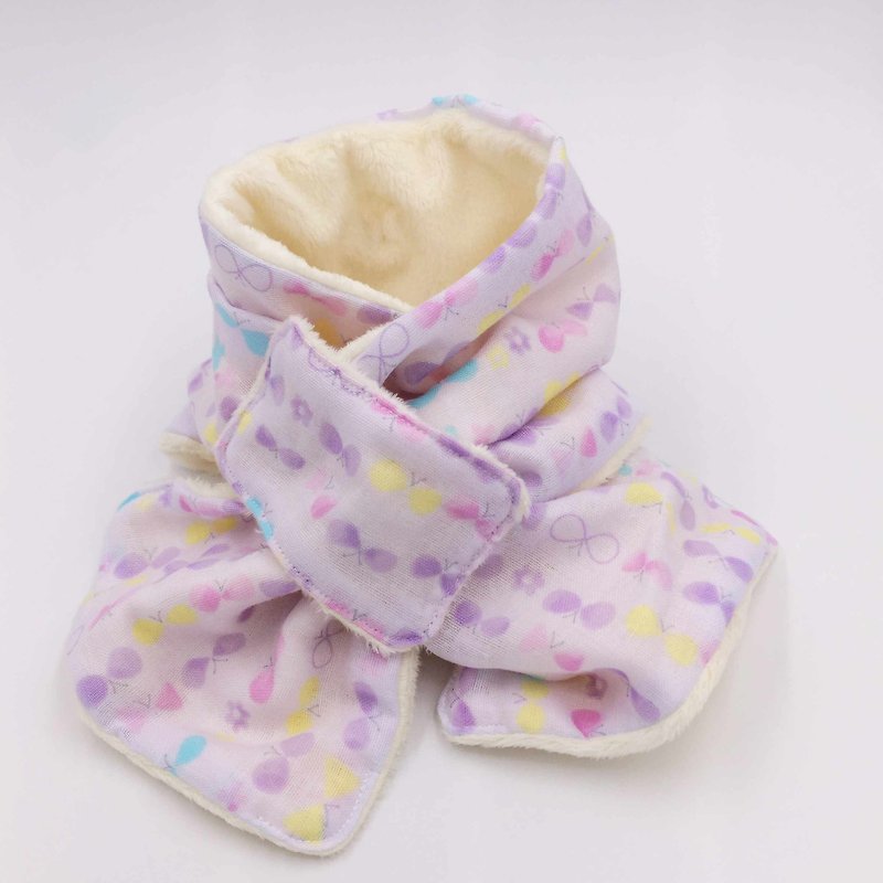 Heart-warming hand-made purple bottom bowknot double gauze to keep warm neck circumference design - อื่นๆ - ผ้าฝ้าย/ผ้าลินิน สีม่วง
