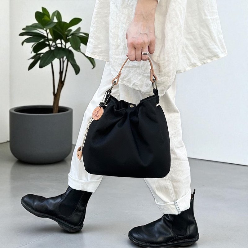 BALON　mini　ブラック×ベージュ　CORDURA　撥水加工ナイロン素材バッグ - 側背包/斜背包 - 尼龍 黑色