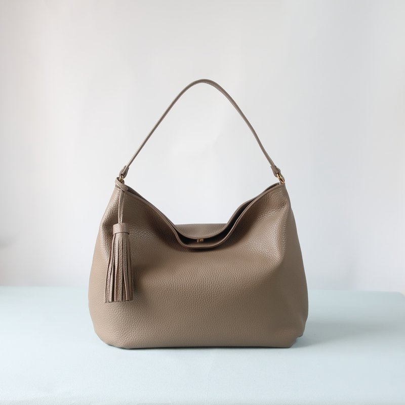 ふんわりソフト.bag・モカ・シュリンクレザー・受注製作 - 手提包/手提袋 - 真皮 咖啡色