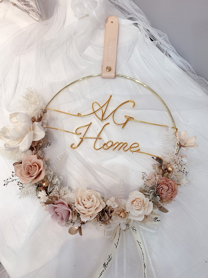 Golden non-withered flower wreath new home completed shop sign golden wreath wreath non-withered flower wreath - Dried Flowers & Bouquets - Plants & Flowers Khaki