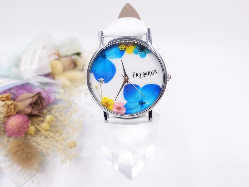 賞花手錶 (繡球花) - 女錶 - 植物．花 藍色