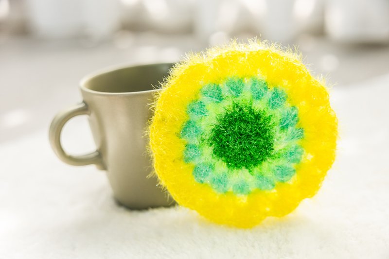 黃・淺綠・深綠 手工編織 韓國菜瓜布 抗菌防臭 繽紛色彩 - 碗盤清潔/洗碗精 - 聚酯纖維 多色