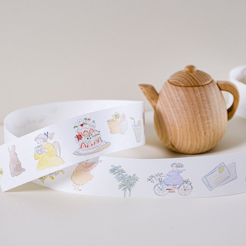 Washi Tape - Afternoon Tea, Japanese Masking Tape for bullet journals, planners - มาสกิ้งเทป - กระดาษ สีแดง