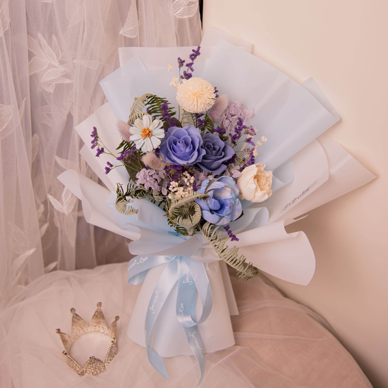 【迷幻森林】永生花 乾燥花韓式花束 / 生日 畢業 告白 求婚 - 乾燥花/永生花 - 植物．花 藍色
