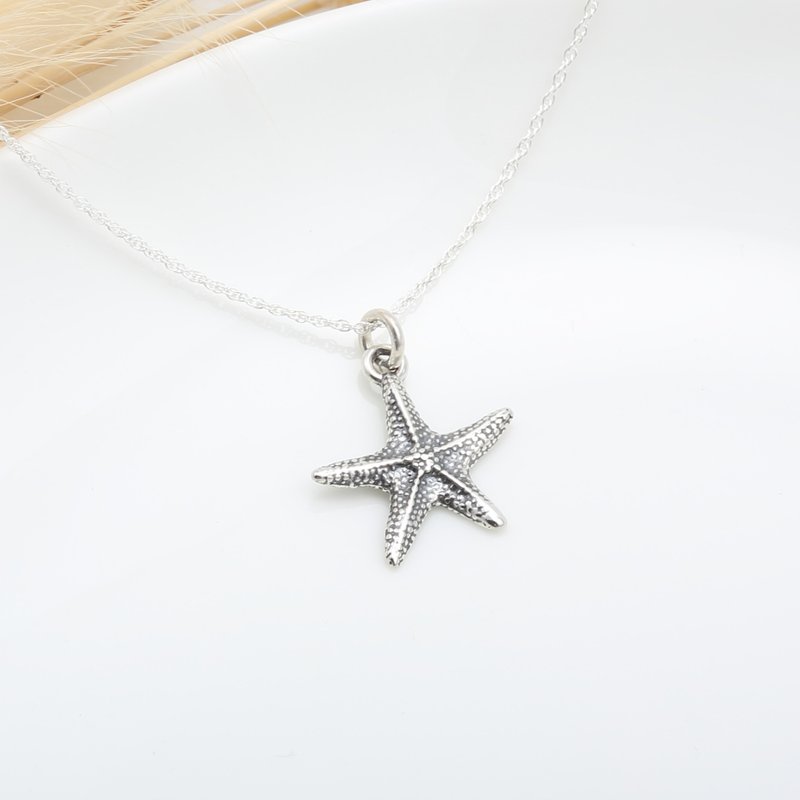 【Angel & Me】Starfish s925 sterling silver necklace Birthday Valentine Day gift - สร้อยคอ - เงินแท้ สีเงิน