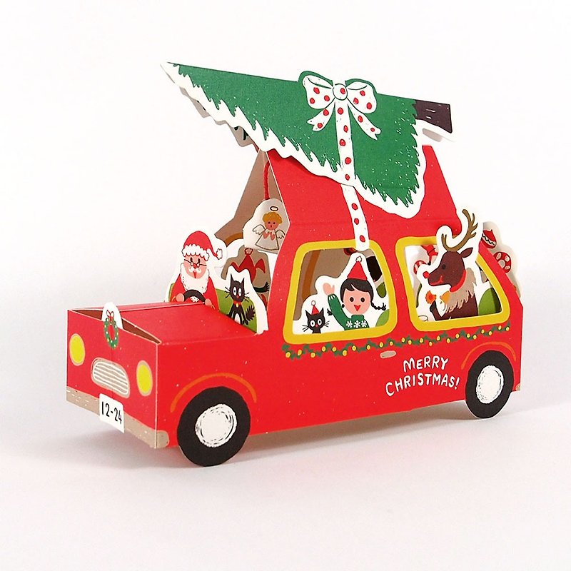 Happy Carrying Christmas Tree Three-dimensional Card [Hallmark-JP Card Christmas Series] - การ์ด/โปสการ์ด - กระดาษ หลากหลายสี