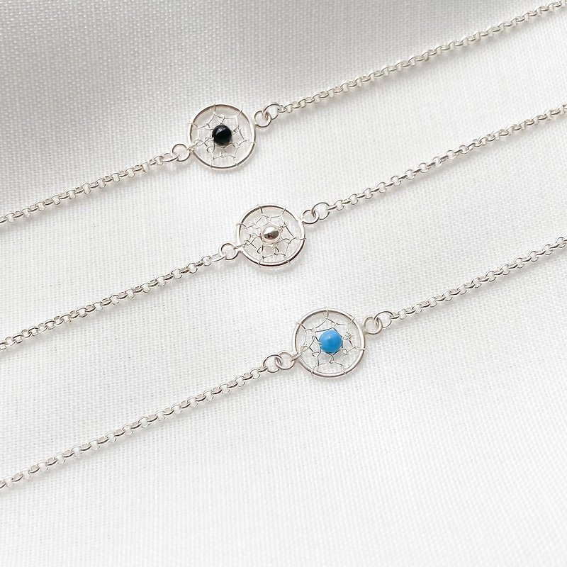 Happiness Stops (Three Styles) | Silver| Black Beads | Stone| Mengmeng.com | Sterling Silver Bracelet - Bracelets - Sterling Silver Silver