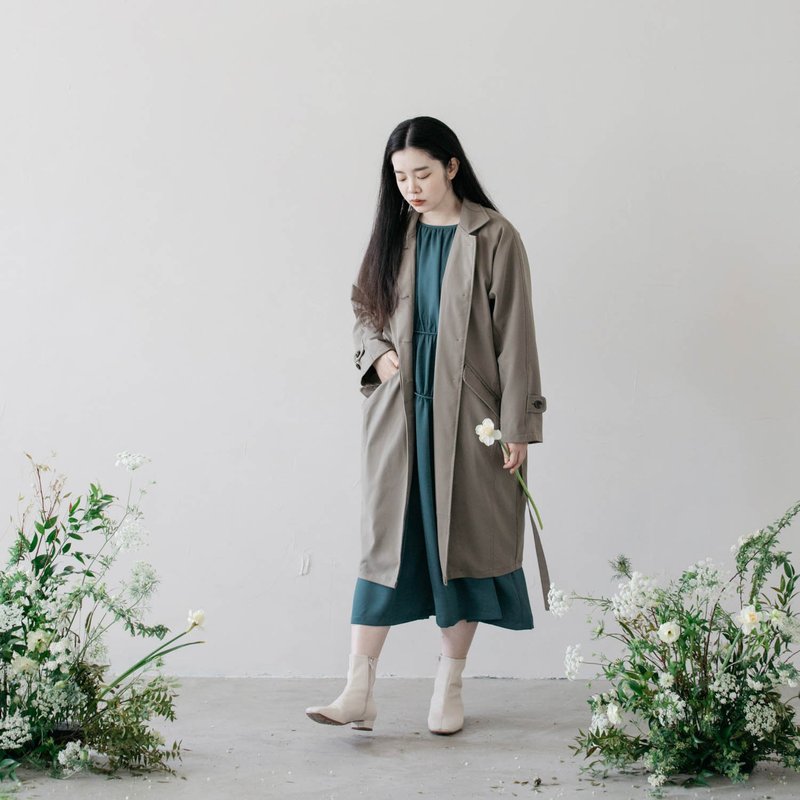 和平橄欖細帶子風衣外套 - 女西裝外套 - 其他材質 卡其色