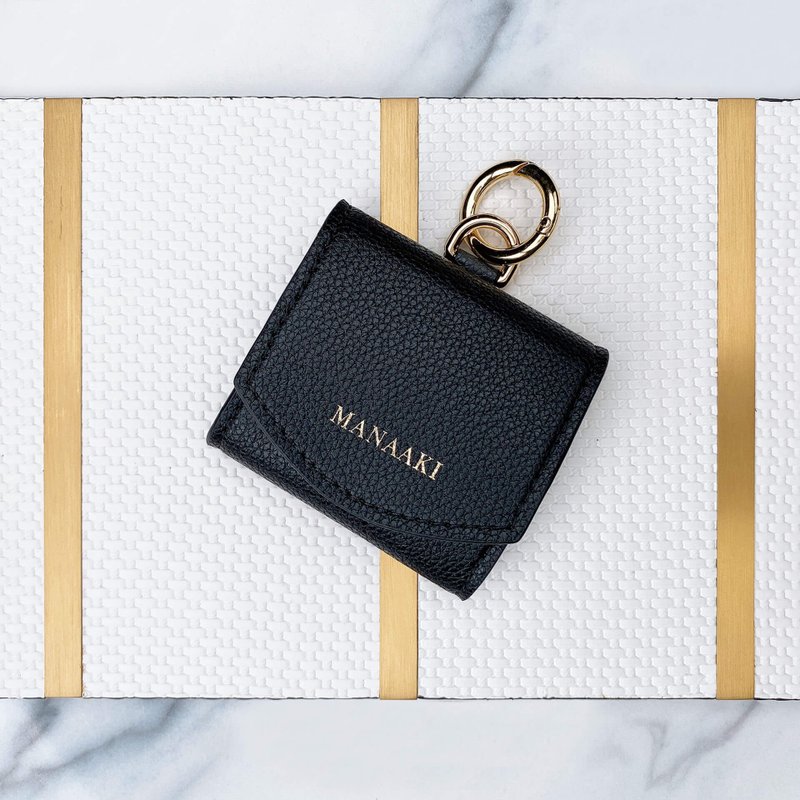 【MANAAKI】Half-moon coin purse small wallet wallet leather - ที่เก็บนามบัตร - วัสดุอีโค สีดำ