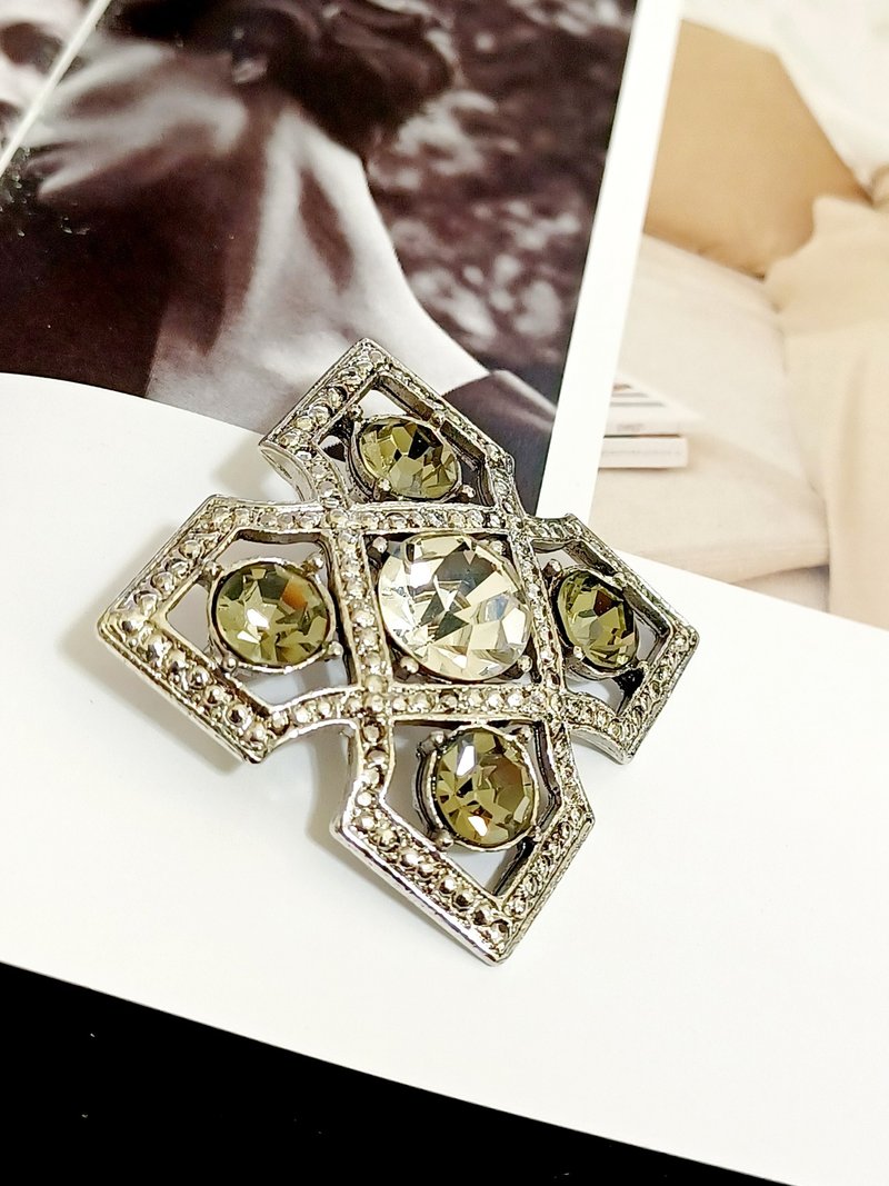 vintage jewelry  別緻馬爾他萊茵十字 別針 胸針 - 胸針 - 其他金屬 