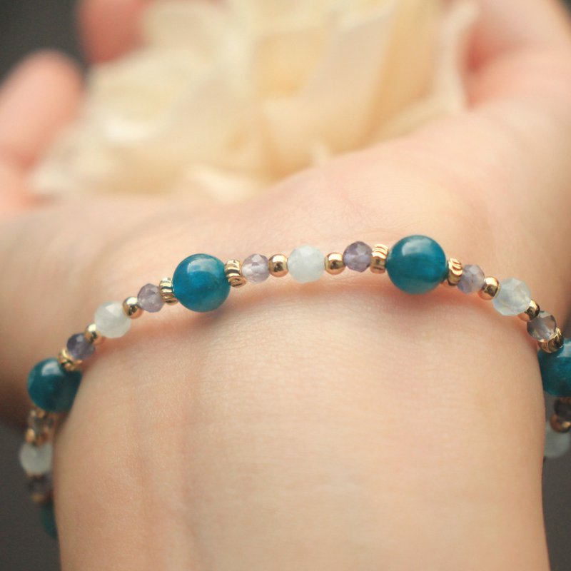 Blue Stone|Cordierite|Aquamarine|Stabilize mood|Promote career popularity|Help communication|Crystal bracelet - สร้อยข้อมือ - คริสตัล สีน้ำเงิน