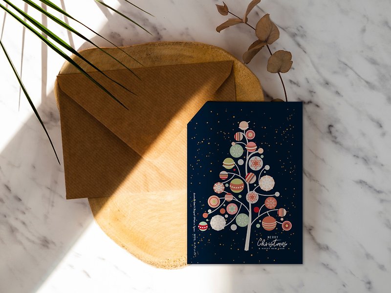 サークルクリスマスツリークリスマスカード[CM17146]ロココイチゴウェルキン手作りポストカード - カード・はがき - 紙 