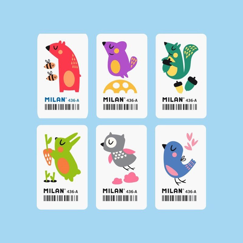 MILAN Forest Healing Animal Eraser (6 random shipments) - Other - Rubber White