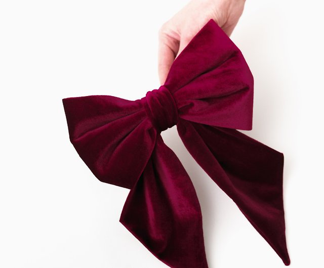 Buy Black Velvet Long Tail Hair Bow Velvet Hair Tie Bow Ribbon Online in  India 