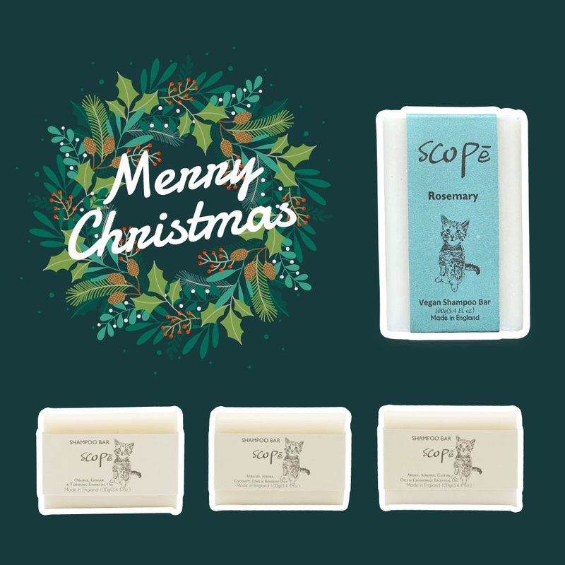 聖誕節MIX洗髮皂裸裝4入英國原裝【詩可貝SCOPē】環遊世界迷迭香 - 洗髮精/餅/皂 - 濃縮/萃取物 
