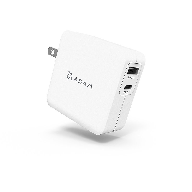 塑膠 無線充電器 白色 - ADAM 亞果元素 OMNIA F2 USB-C PD / QC 3.0 雙口充電器 30W