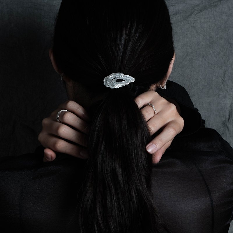 Sedimentary I [Pan] Ponytail Buckle - Sterling Silver - Hair Accessories - Sterling Silver Silver