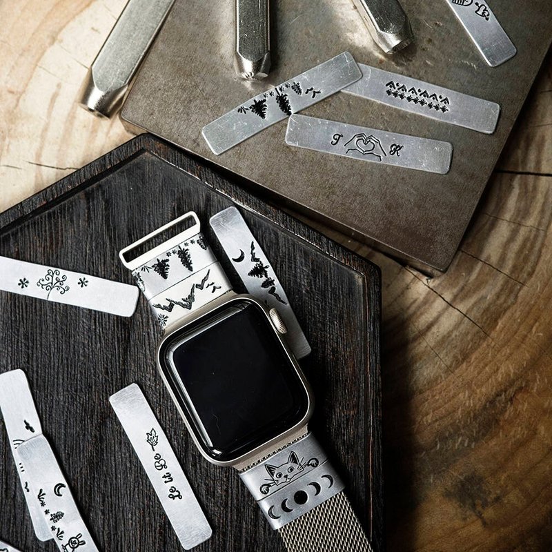Apple watch表帶客製手工客制化刻字金屬運動表帶 - 錶帶 - 鋁合金 