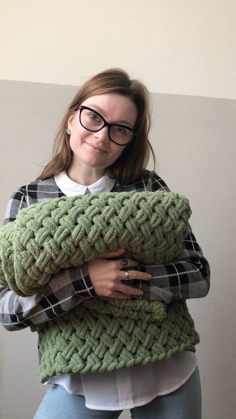 Handknitted blanket best heated blanket home decor custom gift | weRparents - Blankets & Throws - Polyester Green