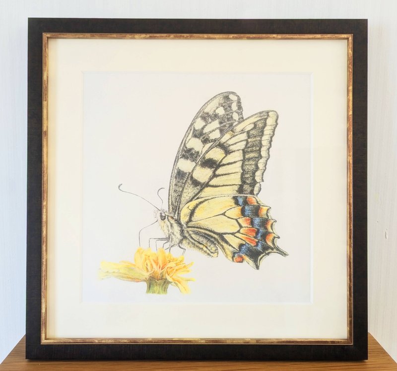 キアゲハ　原画  額付き - 海報/掛畫/掛布 - 木頭 黃色