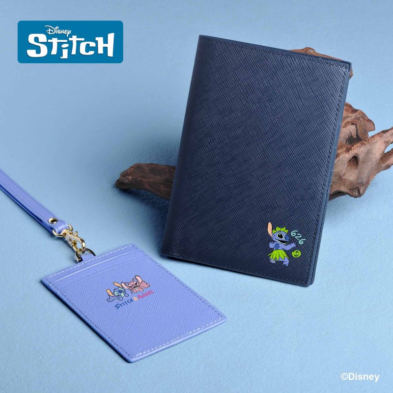 史迪仔  Stitch 限量版 客製化刻字 RFID皮革護照套 (4色) - 錢包/皮夾/長短夾 - 真皮 藍色