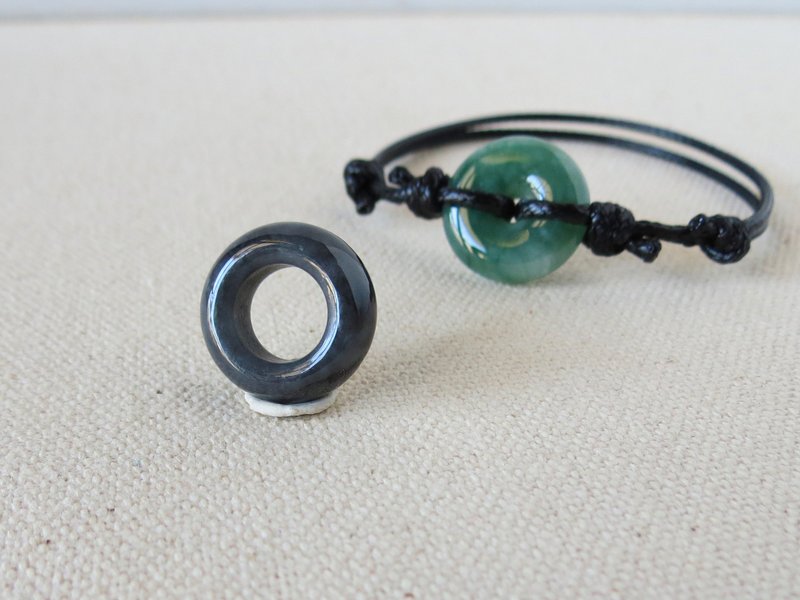 Benming Year [*] Black-bone Jadeite Korean Wax Wire Bracelet*CHF02 - Bracelets - Gemstone Black