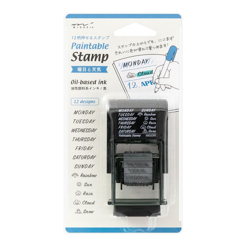 MIDORI rotary stamp- day of the week and weather - Stamps & Stamp Pads - Pigment Multicolor