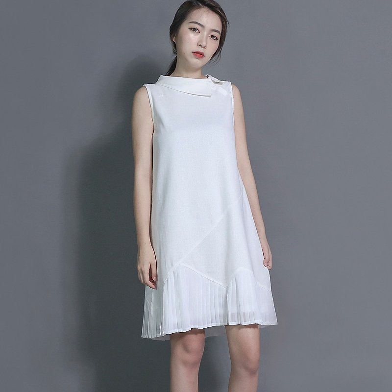 SU: MI said Picnic picnic picnic linen dress _7SF025_ beige - One Piece Dresses - Paper White