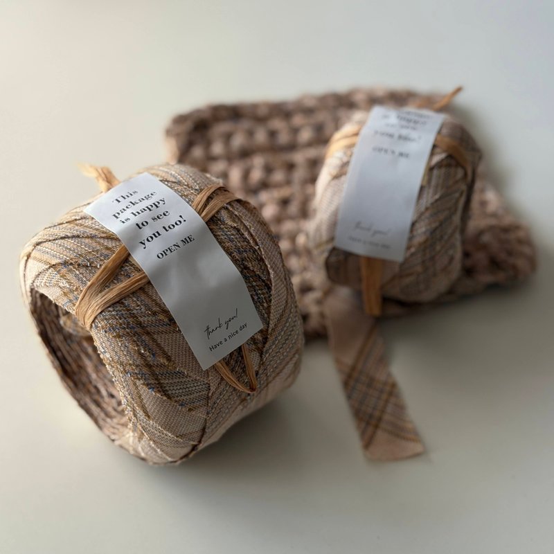 升級再造的織物紗線  格倫格子 米色 M - 編織/刺繡/羊毛氈/縫紉 - 聚酯纖維 咖啡色