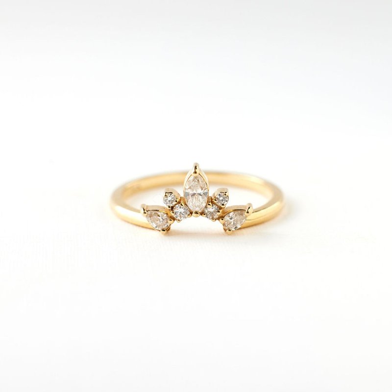 Vintage Diamond Wedding Band Rose Gold Marquis Moissanite Matching Band Stack - 戒指 - 純銀 綠色