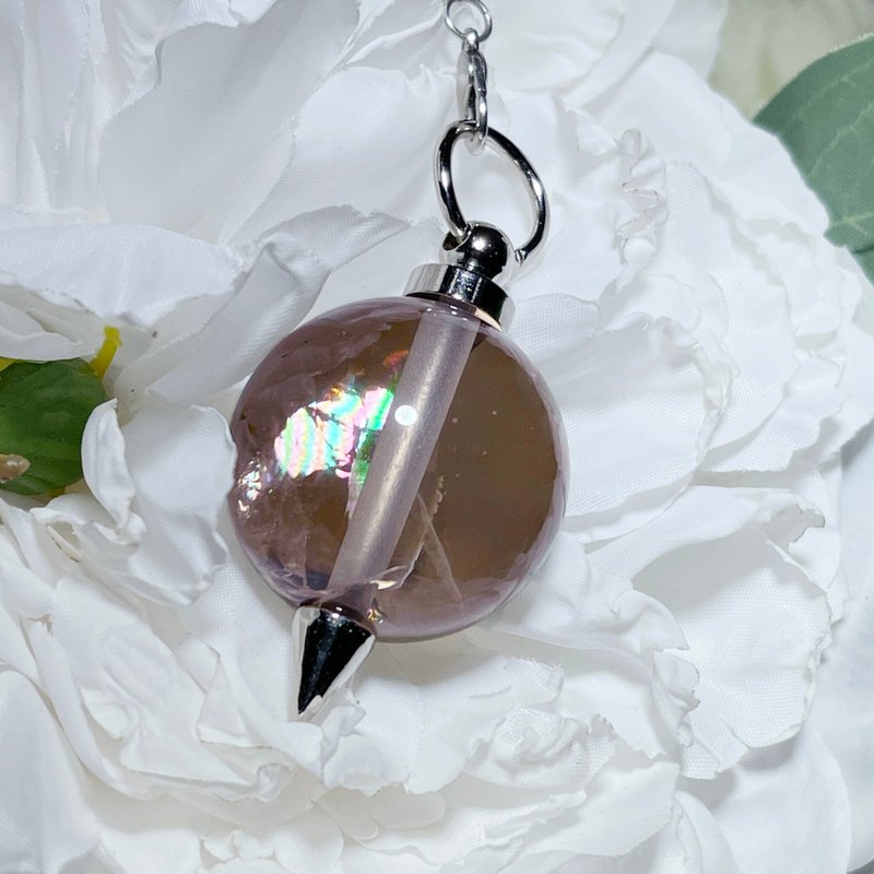 Angel's feather smoky quartz star of David pendulum. - สร้อยคอ - คริสตัล หลากหลายสี