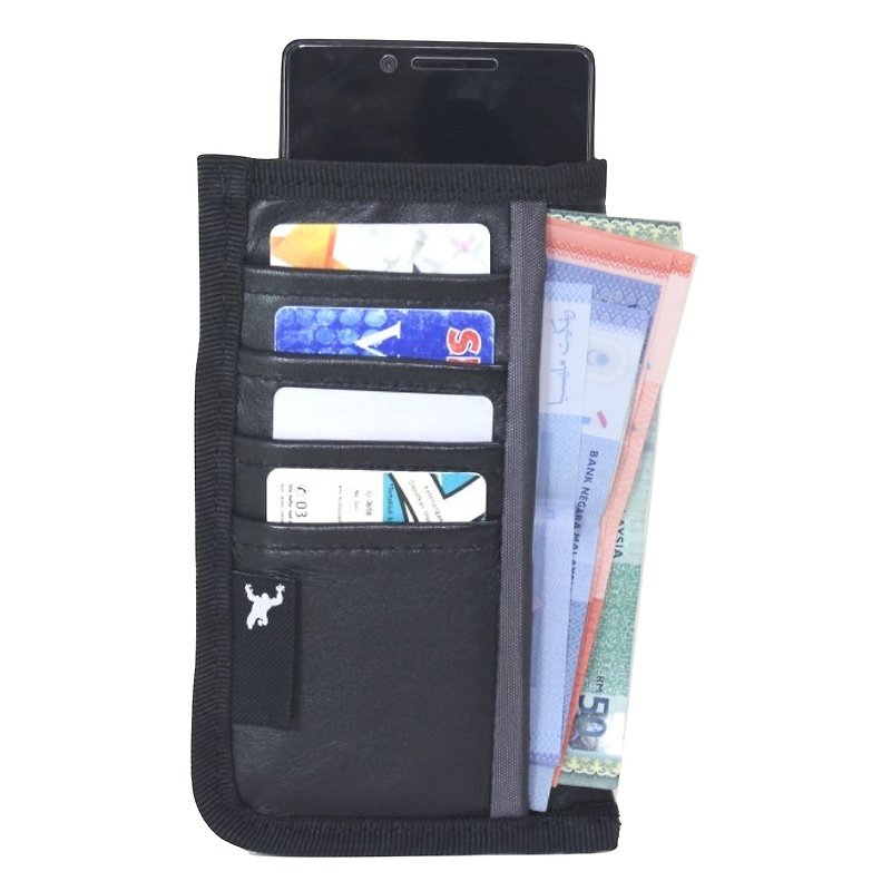 Greenroom136 - Pocketbook Ping - Slim smart phone wallet 5.5" - Genuine Leather - Black - Wallets - Genuine Leather Black