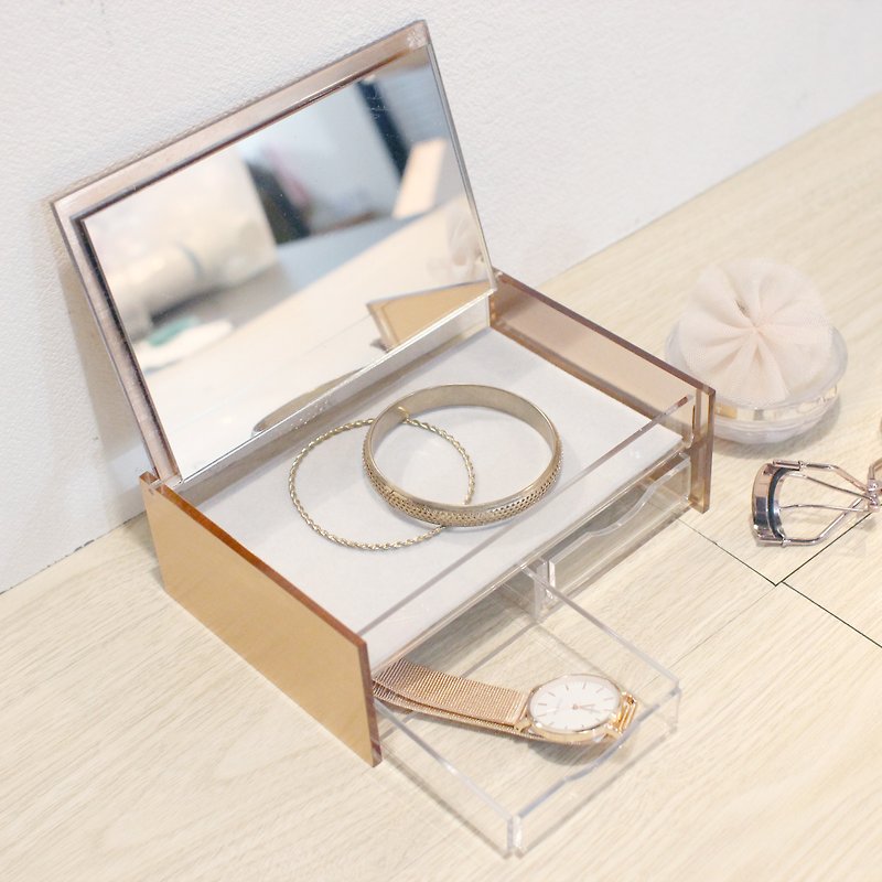 Goody Bag - Jewelry small storage box group (Moonlight Box + texture velvet) - Storage - Acrylic Pink