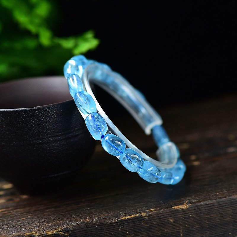 精品天然海藍寶手鏈 高冰透 美膩海水藍 有助於睡眠 上手美 - 手鍊/手環 - 寶石 