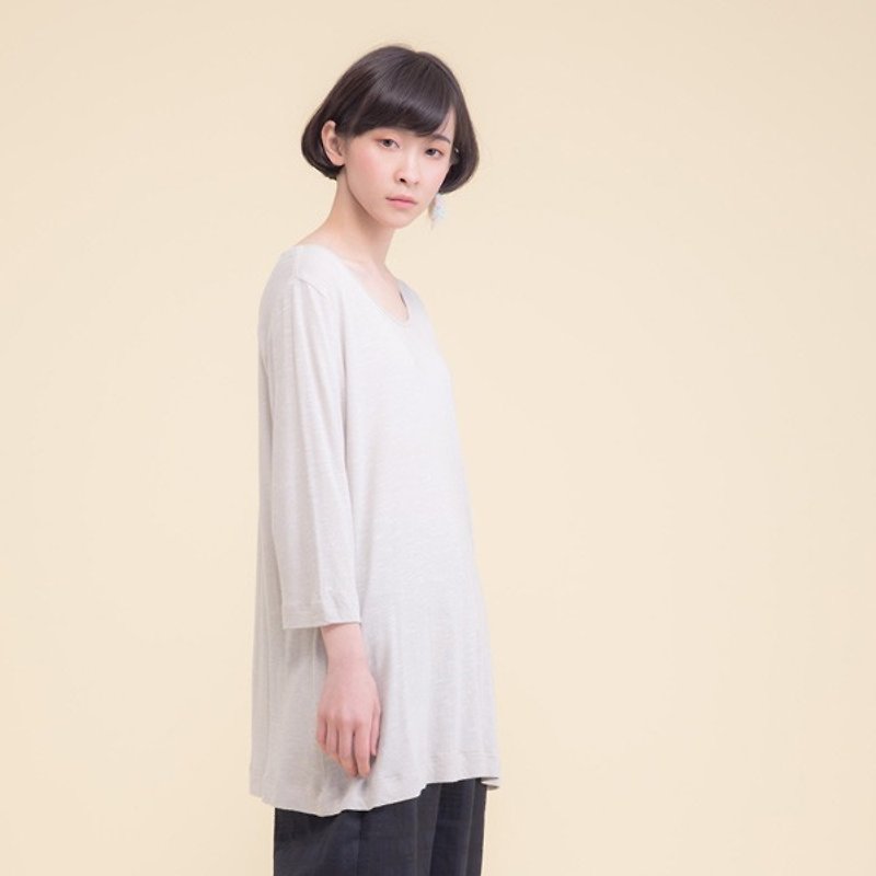 Organic cotton T-shirt sleeve gray clouds - Gray - เสื้อผู้หญิง - ผ้าฝ้าย/ผ้าลินิน สีเทา